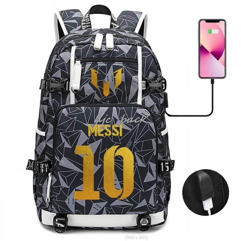 Football Stars Messi Backpacks Camouflage USB Teens School Bags Waterproof Boys Girls Casual Travel Laptop knapsacks Best Gift
