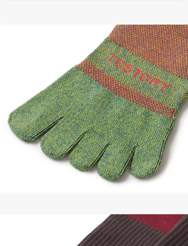 Men's Sports Five Finger Cotton Socks Sweat Absorption Anti-odor Autumn Winter Towel Base Terry Long Tube Split Toe Socks