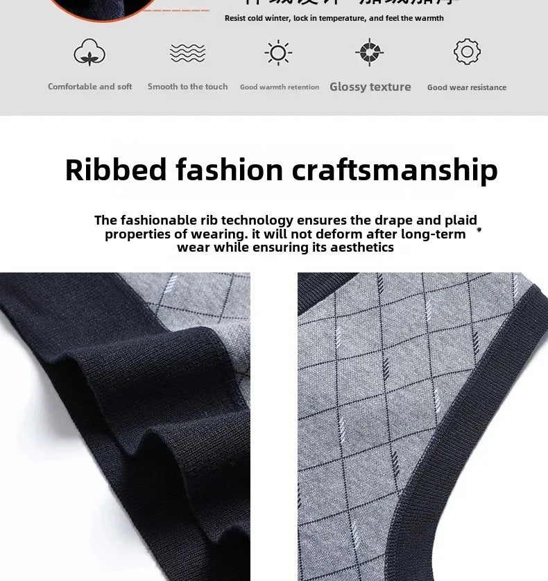 Men's Sweatvest Knit Vest 2023 Autumn Winter New Style Casual Fashionable V-Neck Middle-Aged And Elderly Pullover
