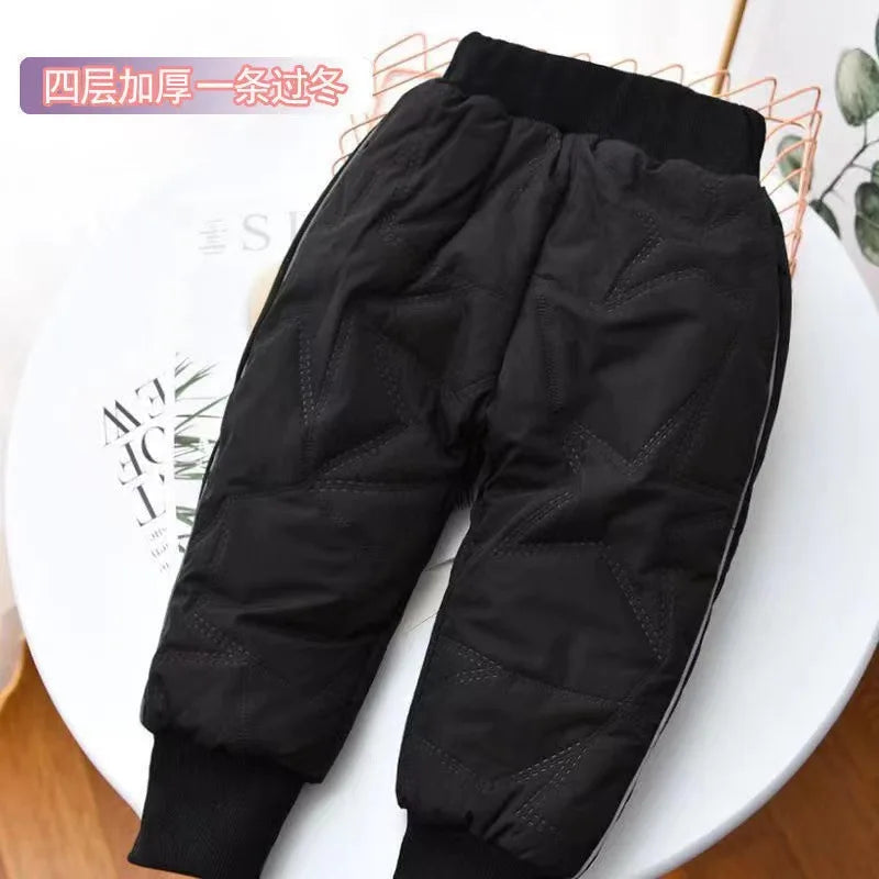 2024 New High quality thick winter warm cashmere kids baby pants Boys Girls children' cotton trousers children jeans1-6Y