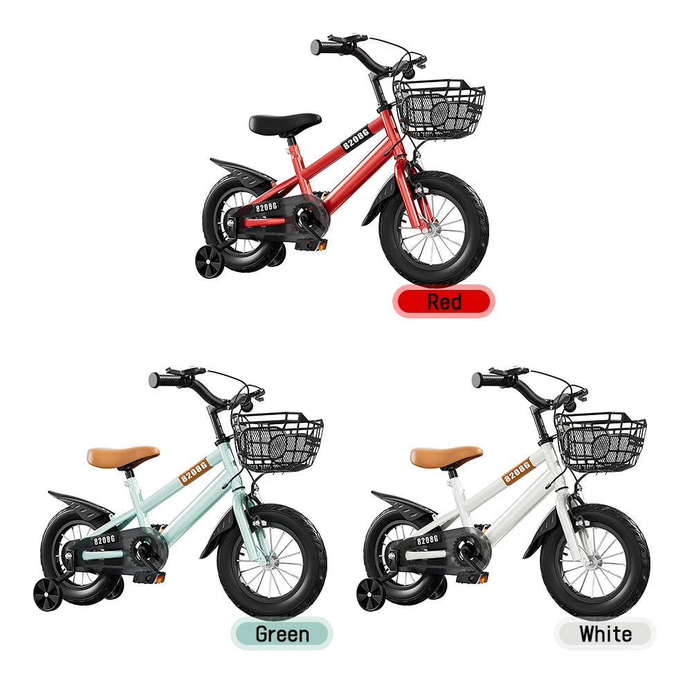 Kids Bike Bicycle for Girls Ages 3-7 Years with Training Wheels Basket Kids Bicycle