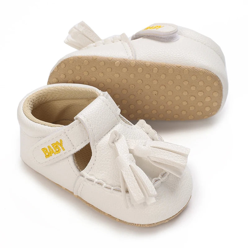 0-18 Months Infant Spring Shoe Newborn Infant Girls and Boys Recreational Baptism Non-Slip Walking Shoe White Soft-soled Sneaker