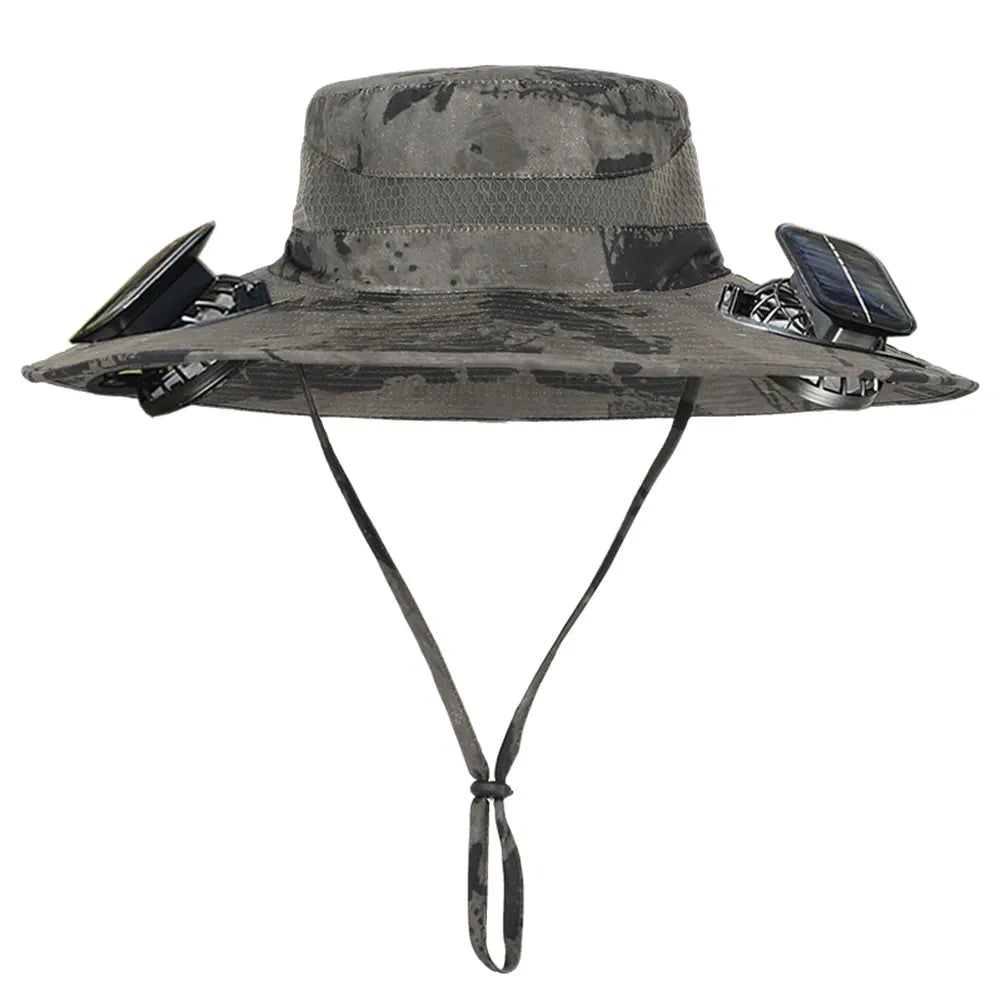 Solar Fan Hat Sun Hat with 2 Solar Fan Outdoor Fishing Hat Summer Cap for Men Outdoor Camping Fishing Hiking