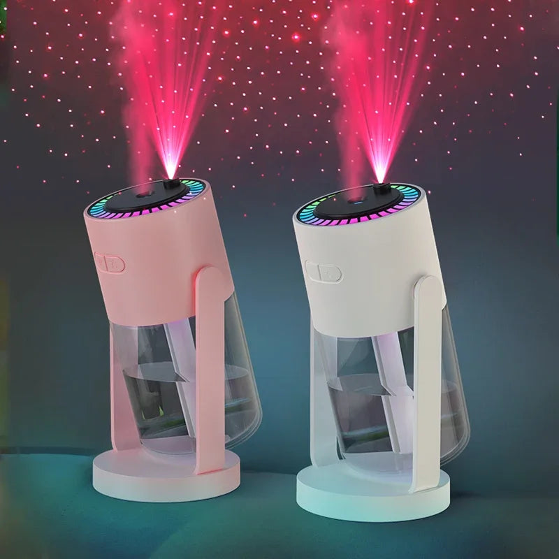 Car Air Humidifier with Starry Sky Lights Mini Aromatherapy Essential Oil Ultrasonic Diffuser Color Night Light Humidifier