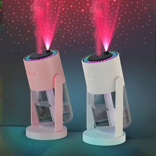Car Air Humidifier with Starry Sky Lights Mini Aromatherapy Essential Oil Ultrasonic Diffuser Color Night Light Humidifier