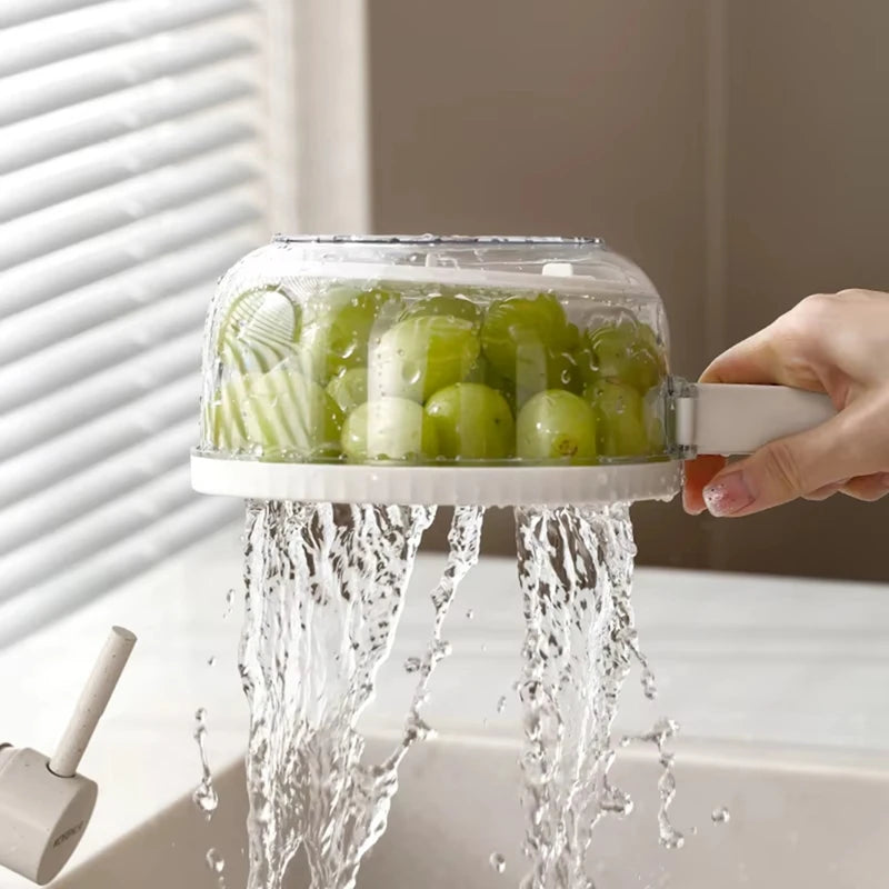 ABCA-Multifunctional Folding Drain Basket,Fruit & Vegetable Washing Bowl, Plastic Colander With Water-Filtering Basin