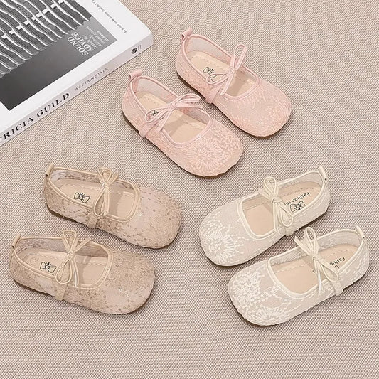 Girls Spring Summer Shoes Newly Comfort Soft Sole Kids Shoes Breathable Non-Slip Casual Sandals Flexible Elegant Princess Flats