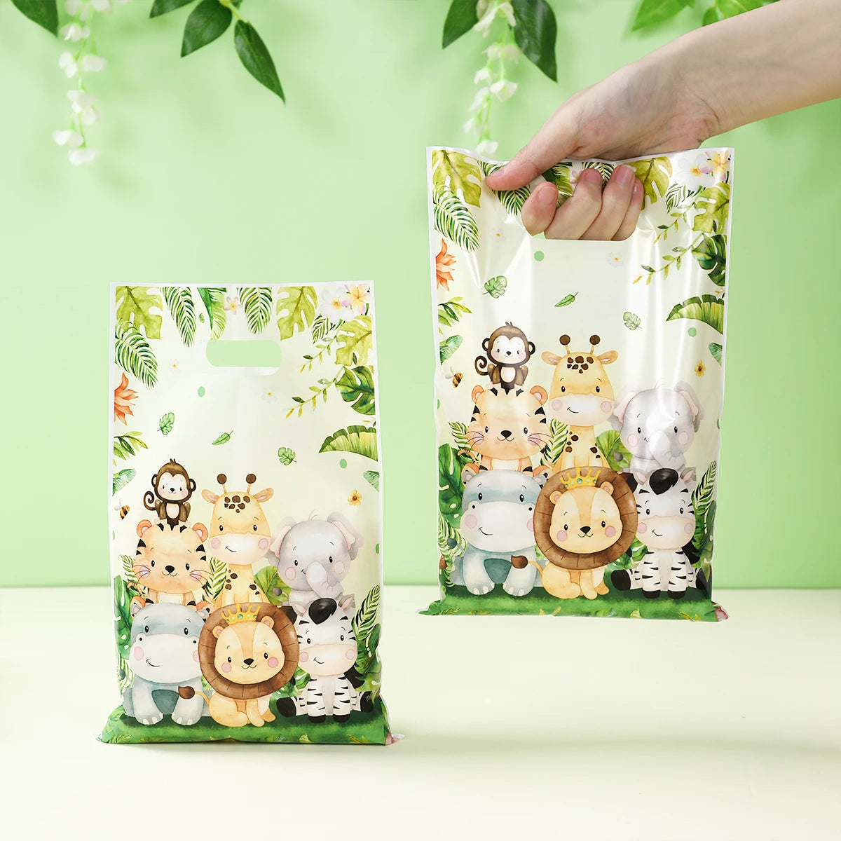 Jungle Animals Party Gift Biscuit Candy Packing Bag Jungle Safari Birthday Party Decor Kids Wild One ﻿Party Supplies Baby Shower