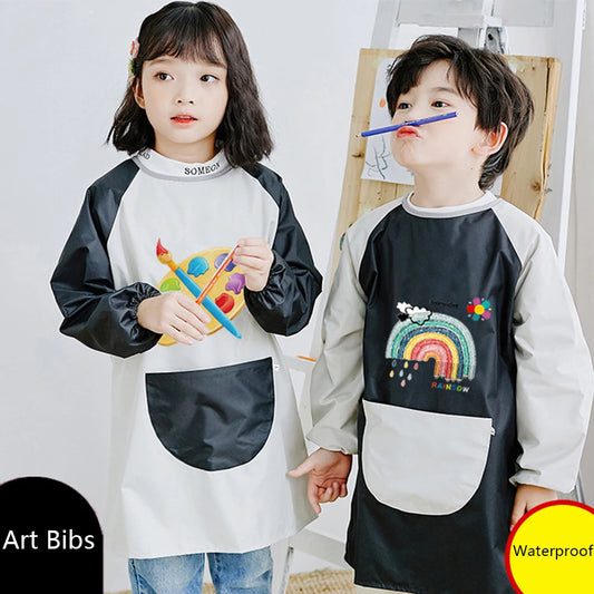Gifts Polyester Kids Painting Apron Waterproof Long Sleeved Cooking Apron Cosplay Costume Baking Bibs