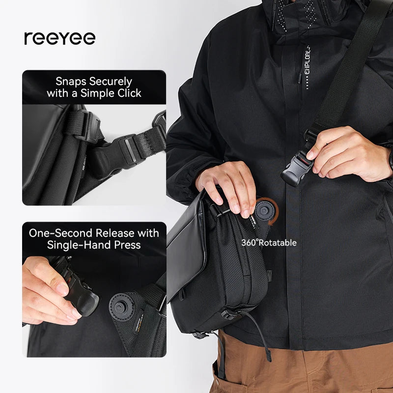 ReeYee A6 4.5L Large Sling Bag, Durable Cordura Waterproof Crossbody Pack, Smart Organization Anti-Theft Shoulder Bag