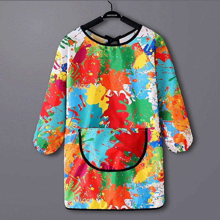 Paint Apron for Children Art Apron - Waterproof Long Sleeved Cover Children's Apron, Childrens Drawing Kindergarten WQ005