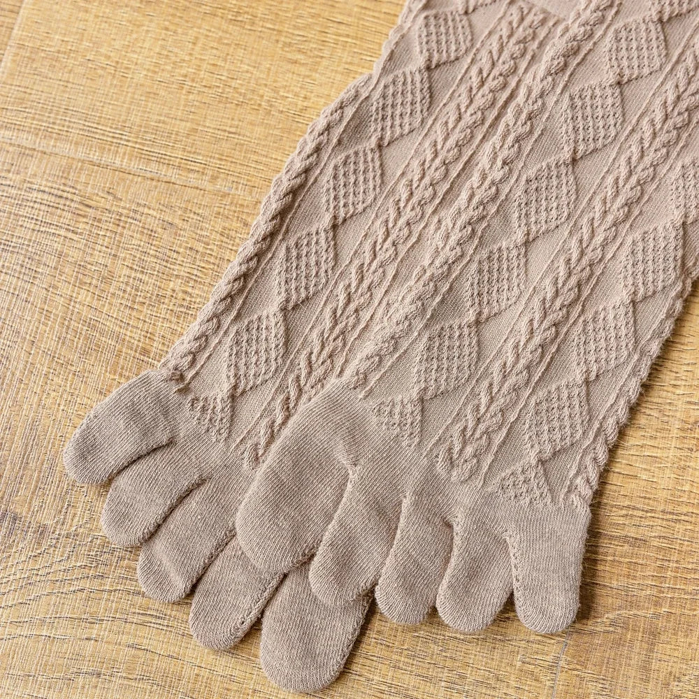 3 Pairs Summer Mesh Toe Socks Women Embroidered Floral Five Finger Socks High Quality Cotton Athletic Socks