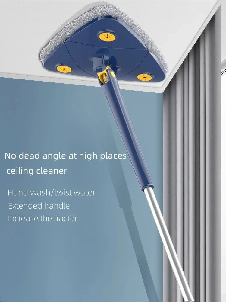 Triangle 360 Cleaning Mop Adjustable Telescopic Household Ceiling Cleaning Brush Tool Self Draining Cleaning Tiles and Walls