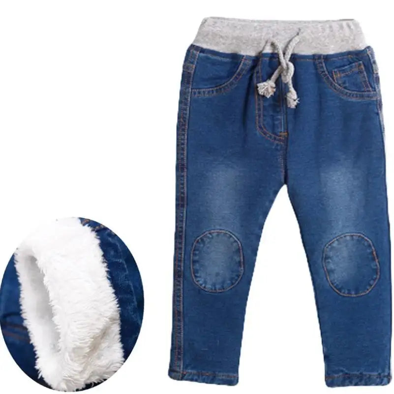 2024 New High quality thick winter warm cashmere kids baby pants Boys Girls children' cotton trousers children jeans1-6Y