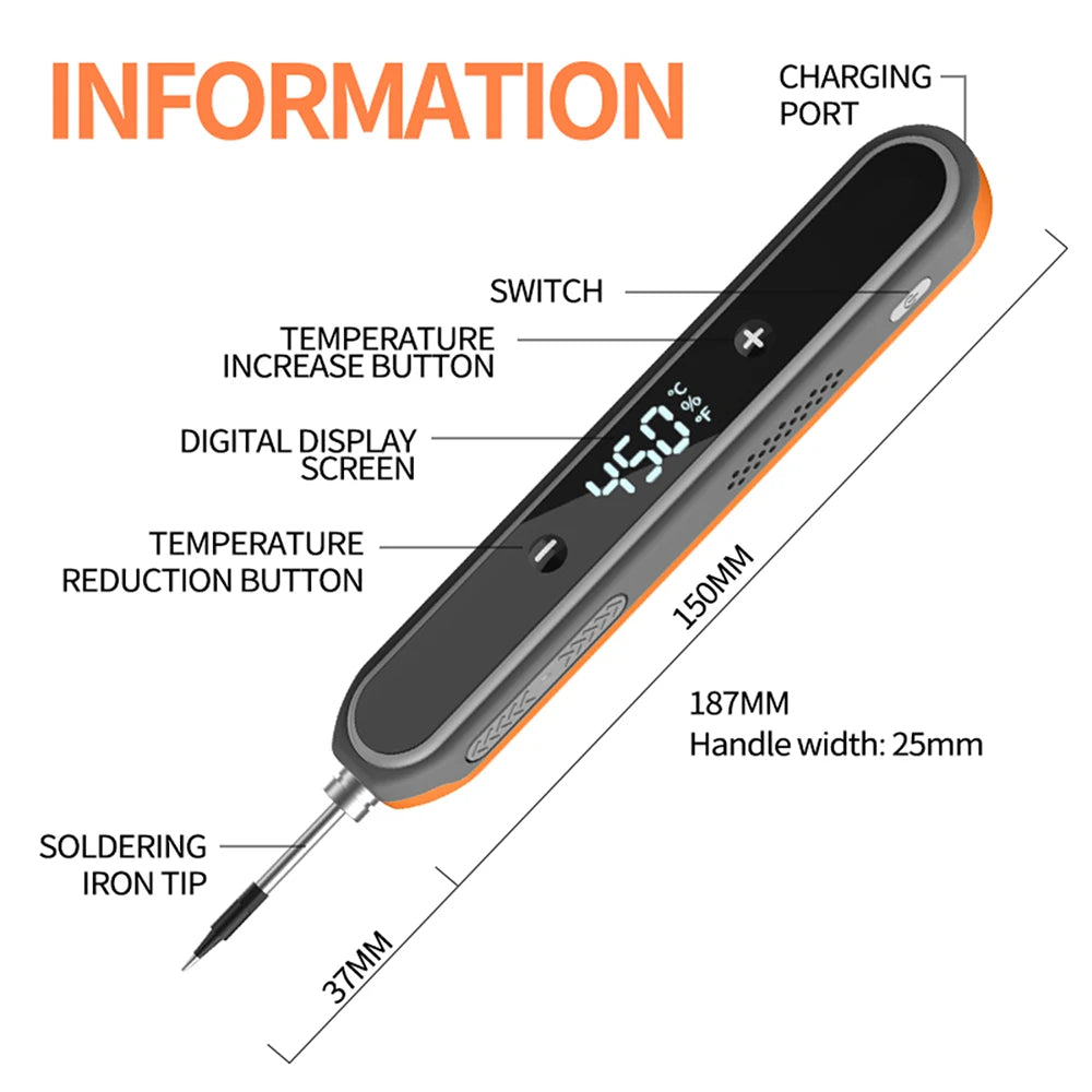 8-15W Type-C Digital Electric Soldering Iron Kit Intelligent Adjustable Temperature Fast Heating Mini Solder Irons Repair Tool