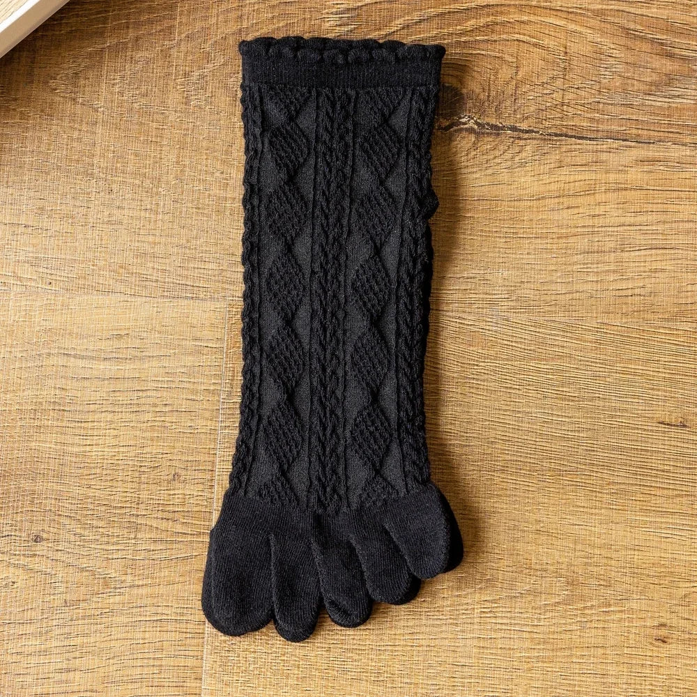 3 Pairs Summer Mesh Toe Socks Women Embroidered Floral Five Finger Socks High Quality Cotton Athletic Socks