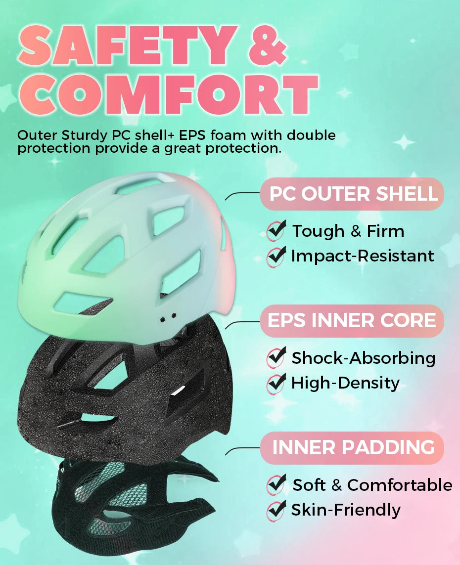 FUNWICT Children Bicycle Helmet Elbow Pads Protective Gear Sports Lightweight Safety Cap Bike Skateboard Roller Skating durable