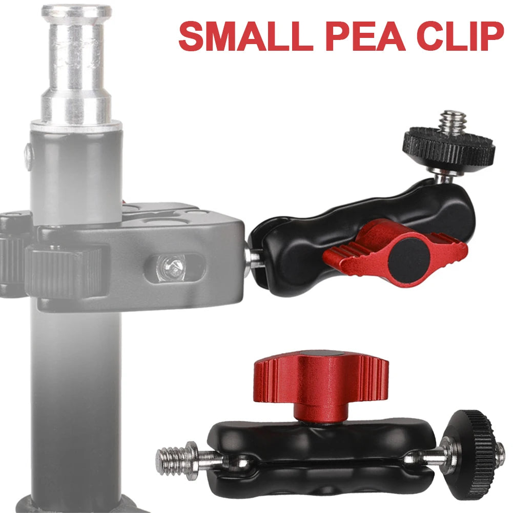 Ball Head Clamp W/ 1/4inch -20 Thread Ball Head Magic Arm Clamp Rotatable Metal Super Clamp for GPS Phone Monitor Video Light