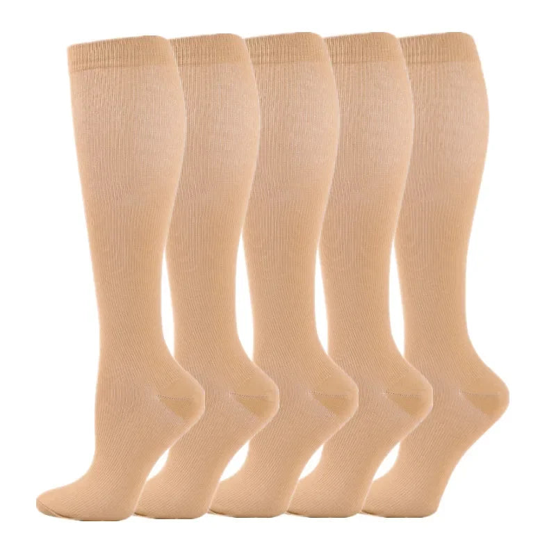 5 Pair Compression Socks Men Running Sport Socks Knee High 20-30mmHg Medical Edema Varicose Veins Women Compression Stocking