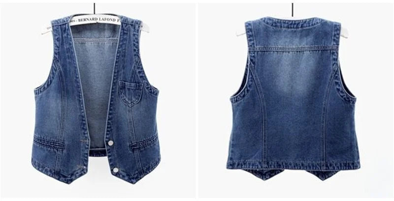 Fashion Denim Vest Female Streetwear V Neck Women Vest Summer Large Size Waistcoat Jeans Tops Sleevless Jacket Chaleco Mujer 6XL