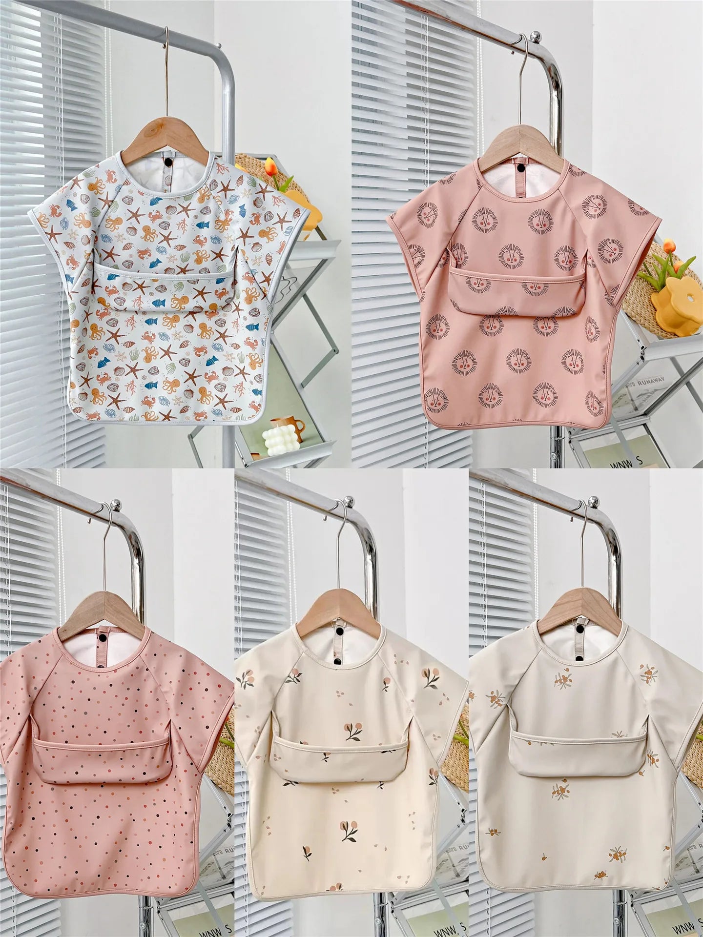 Waterproof PU Infant Sleeveless Bib Baby Feeding Bib Kids Apron Bibs Newborn Burp Cloths for Children Painting Art Smock