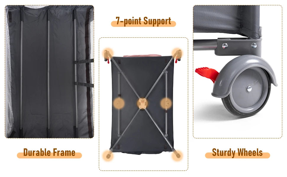5 in 1 Baby Crib, Baby Bassinet Beside Sleeper, Pack and Play with Bassinet and Changing Table Portable Travel Baby Playpen