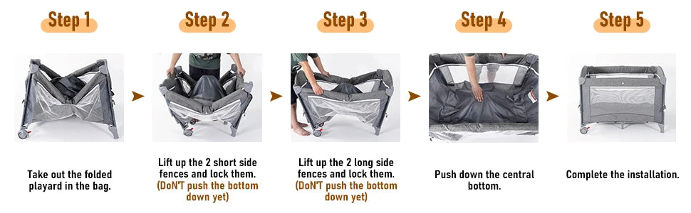 5 in 1 Baby Crib, Baby Bassinet Beside Sleeper, Pack and Play with Bassinet and Changing Table Portable Travel Baby Playpen