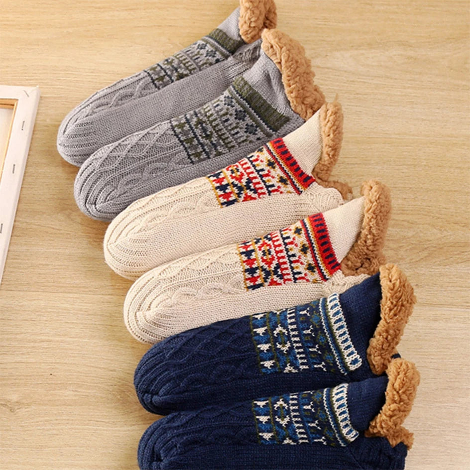 1 Pair Warm Winter Non-slip Floor Socks Women Men Snow Socks Sleep Carpet Socks Slippers Comfortable Soft Non-slip Yoga Socks