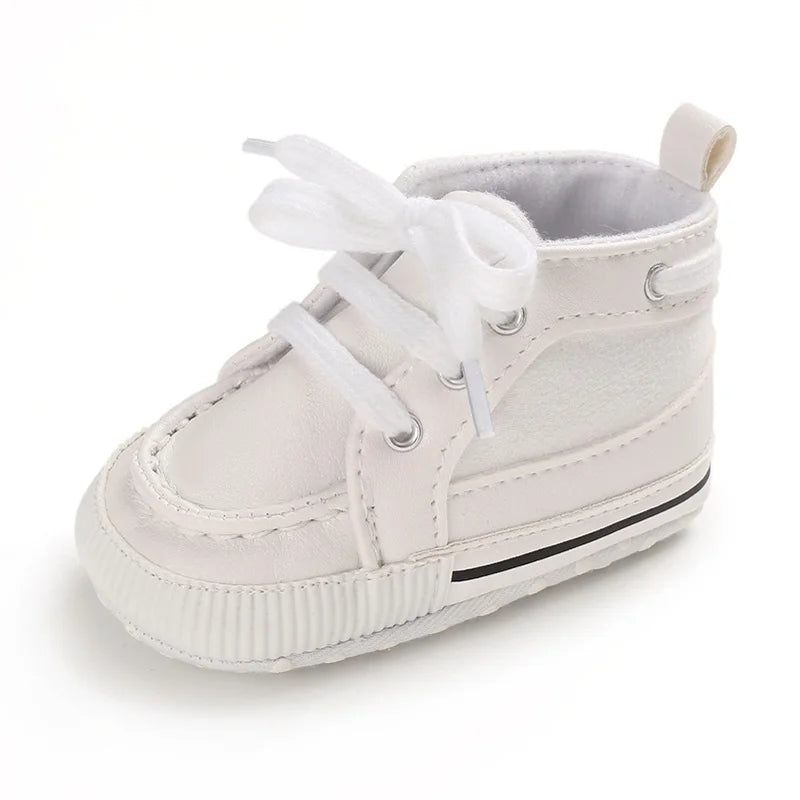 0-18 Months Infant Spring Shoe Newborn Infant Girls and Boys Recreational Baptism Non-Slip Walking Shoe White Soft-soled Sneaker