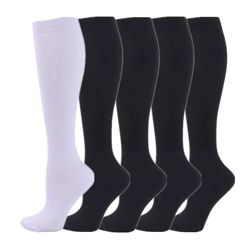 5 Pair Compression Socks Men Running Sport Socks Knee High 20-30mmHg Medical Edema Varicose Veins Women Compression Stocking