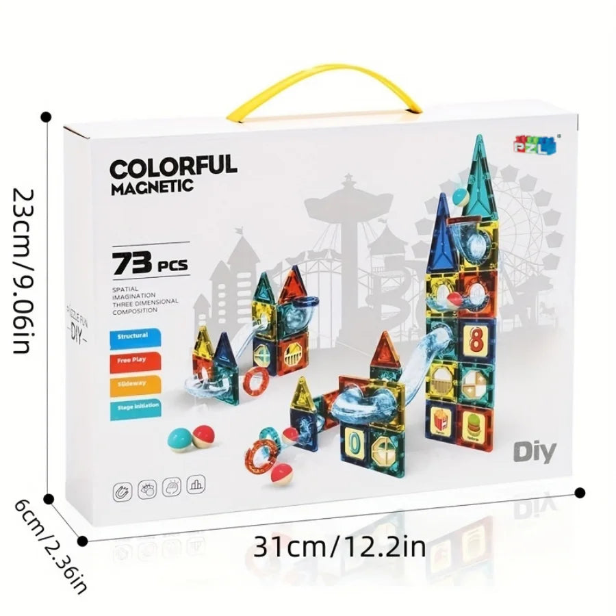 Children's Pipe Magnetic Sheet Building Blocks Playset 73pcs Variety Building Blocks Children's Educational Early Education Toys