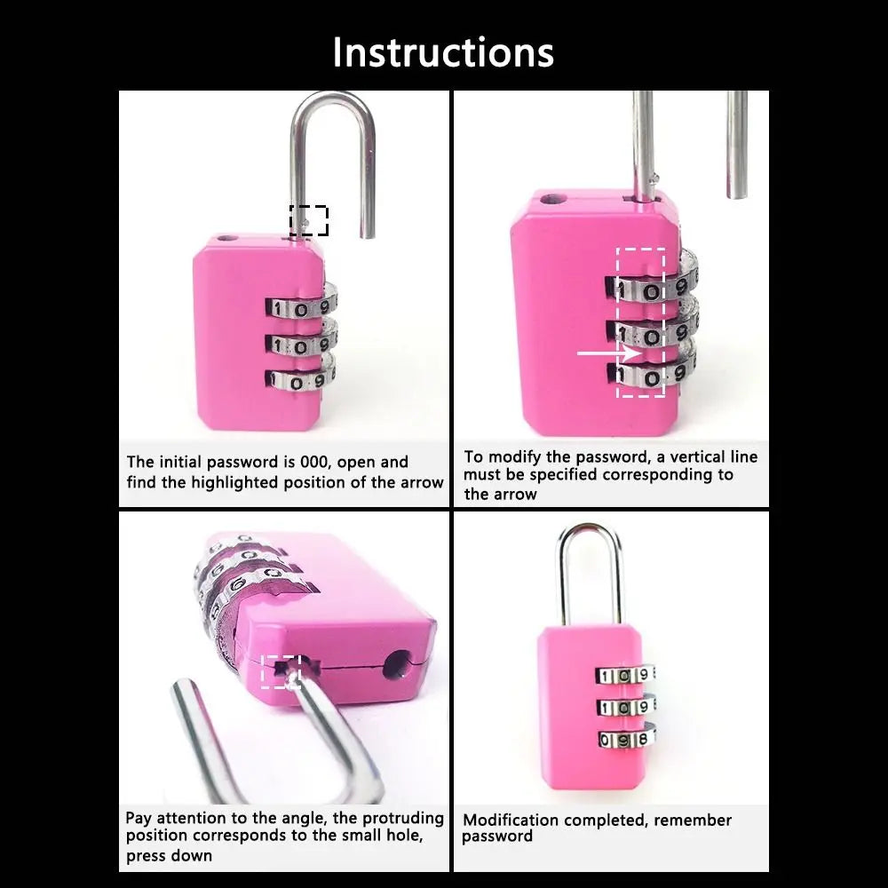 Portable Mini Backpack Zipper Password Lock Travel Luggage Padlock Security Protect For Dormitory Cabinet Locker Drawer Bag