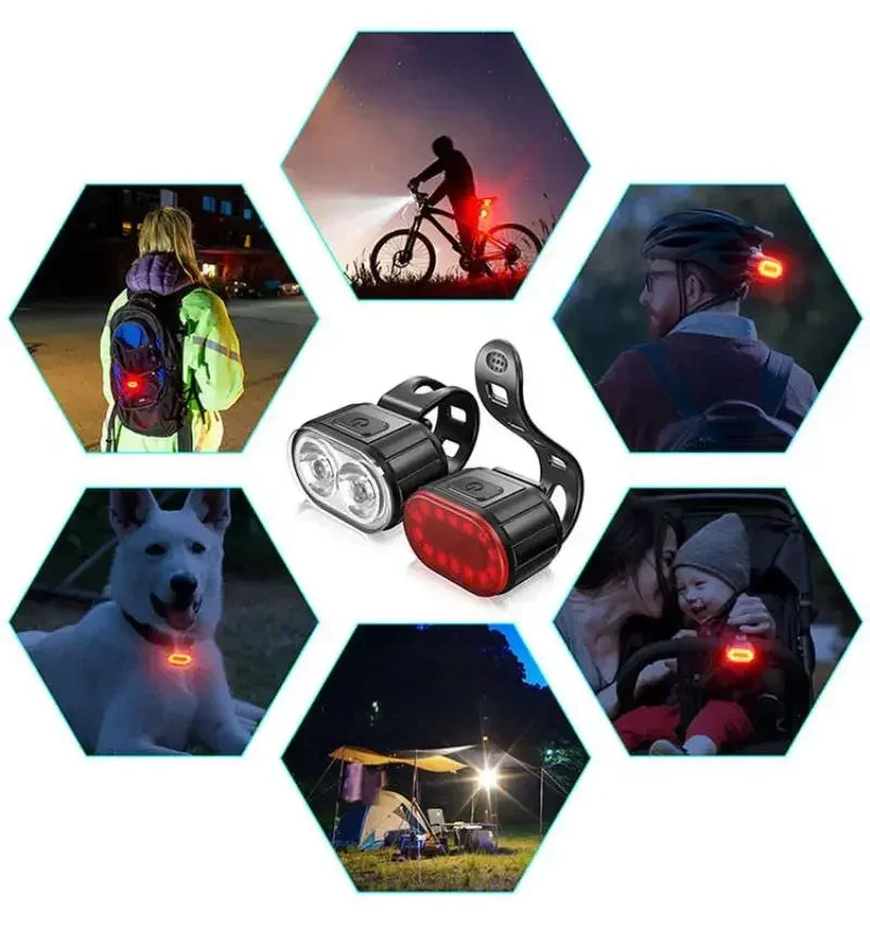 Cycling Bicycle Front Rear Light Set Bike Defense Flashlight Stick MTB Waterproof Taillight LED Lantern Bicycle Accessories