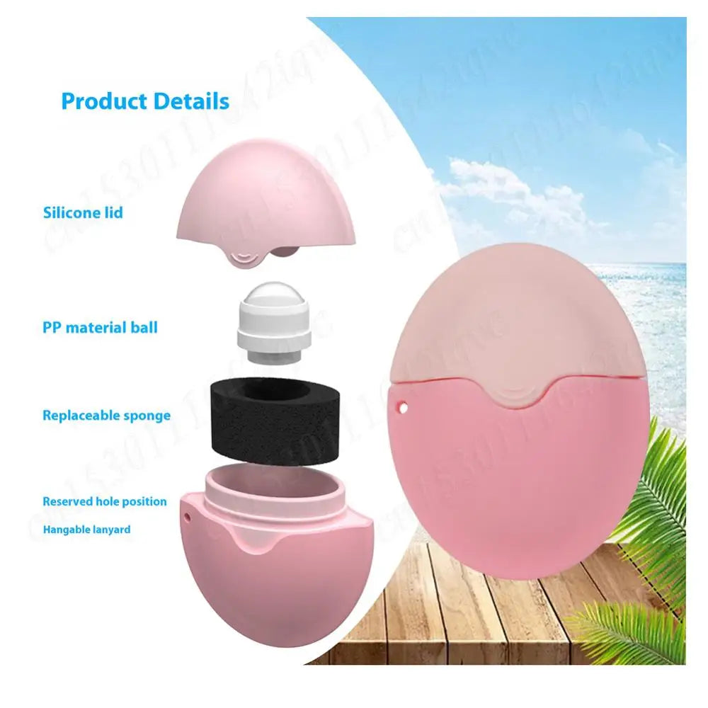 55ML Sunscreen Applicator Portable Refillable Roll on Sponge Applicator Silicone Suncream Lotion Applicators for Family Travel