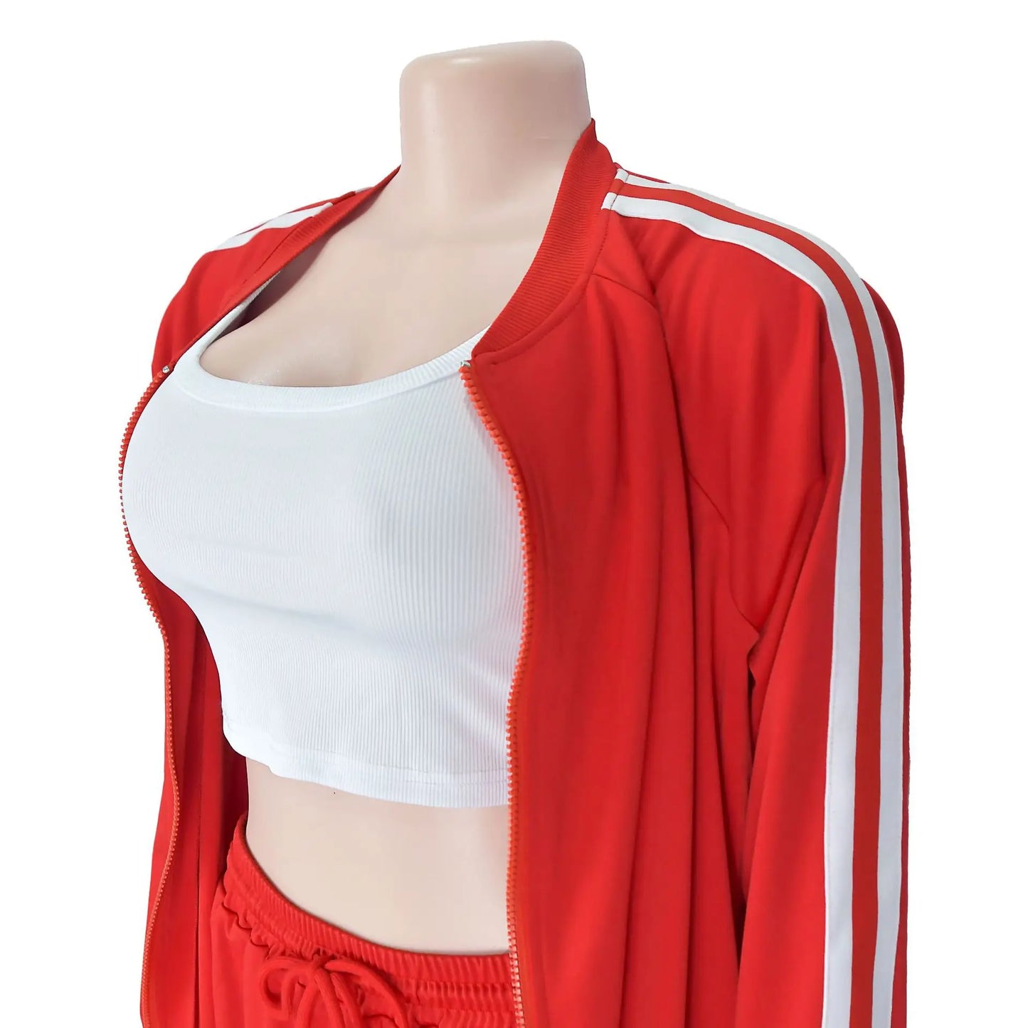 CM.YAYA Women's Set Full Sleeve Striped Coats Top + Short Skirts Spring Active Sporty Street Two 2 Piece Sets Outfits Tracksuit