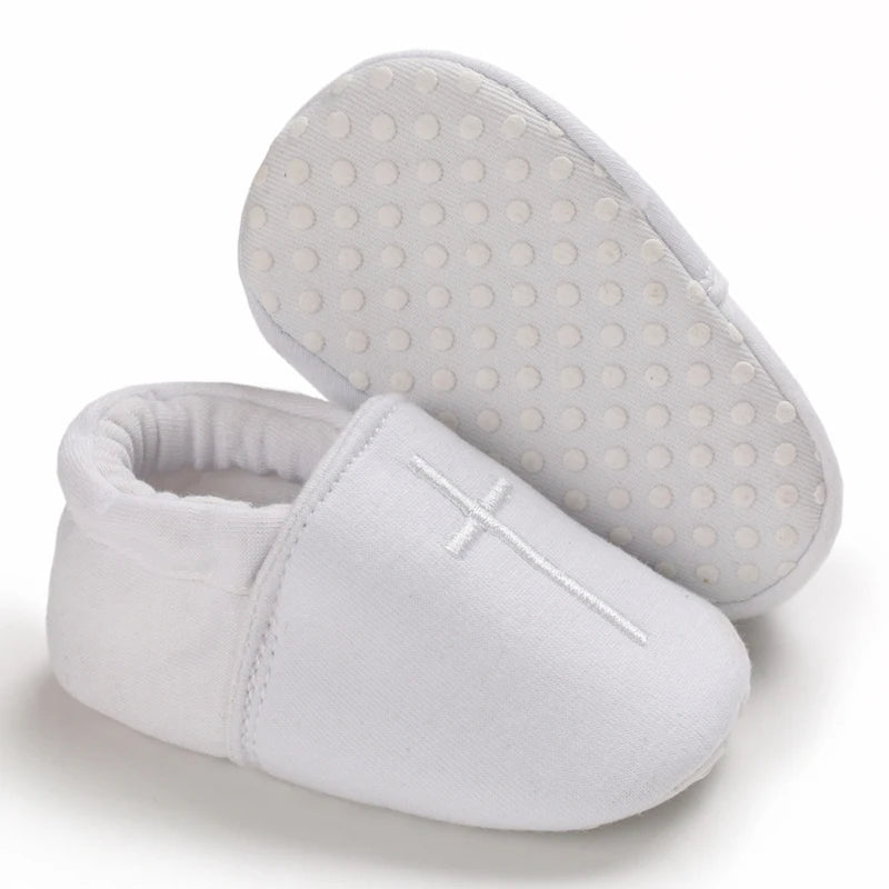 0-18 Months Infant Spring Shoe Newborn Infant Girls and Boys Recreational Baptism Non-Slip Walking Shoe White Soft-soled Sneaker