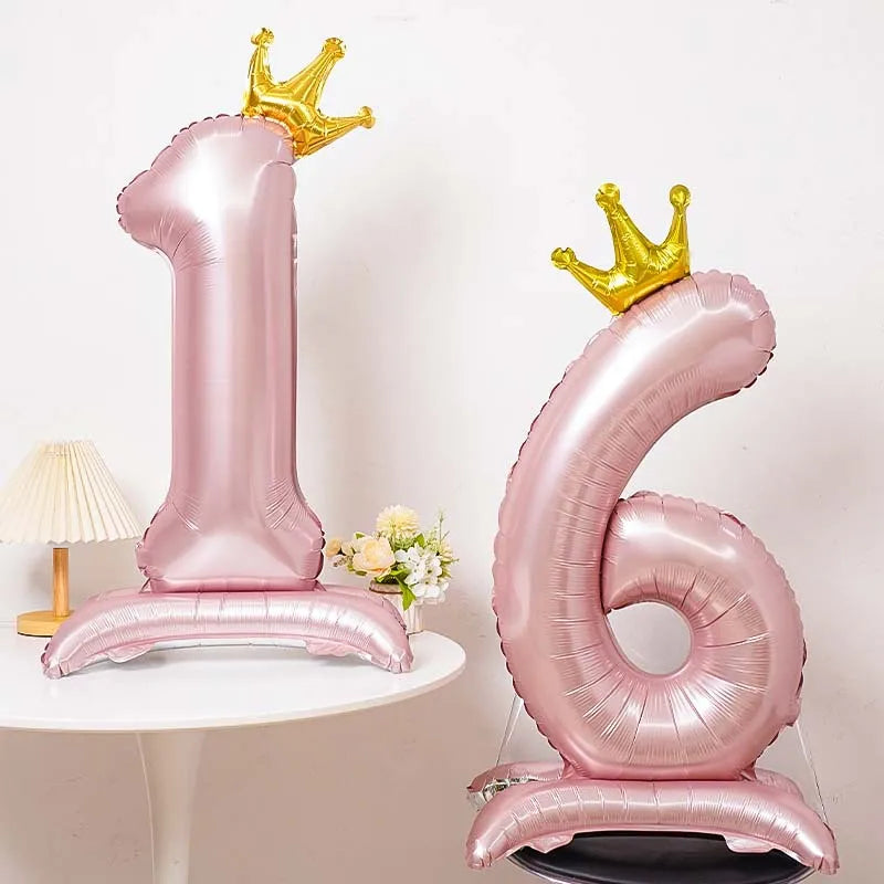 40 Inch Birthday Number Ballons New Girls Princess 10 TH Birthday Blue Crown Balloons Wedding Party Ballons Jumbo Number Balloon