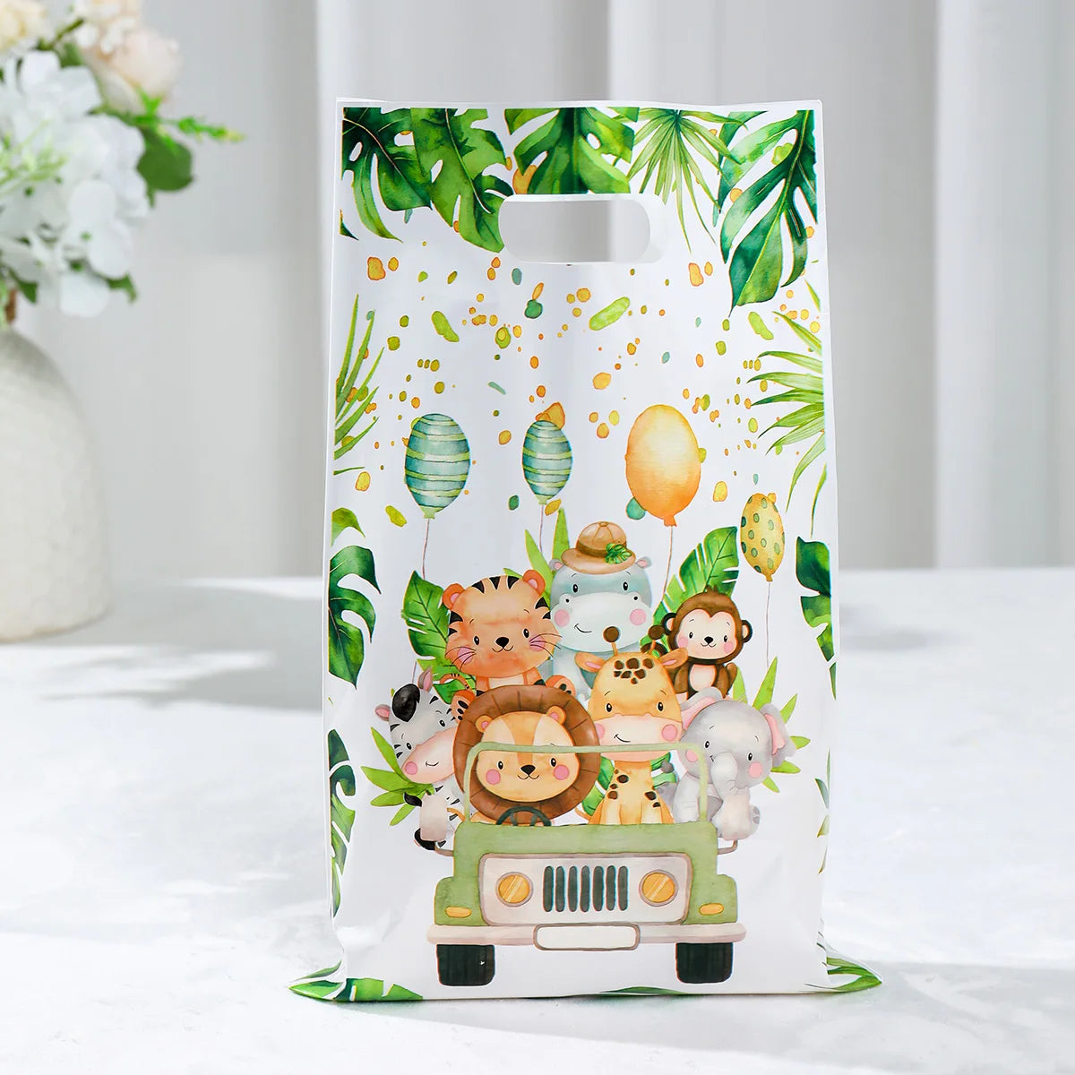 Jungle Animals Party Gift Biscuit Candy Packing Bag Jungle Safari Birthday Party Decor Kids Wild One ﻿Party Supplies Baby Shower
