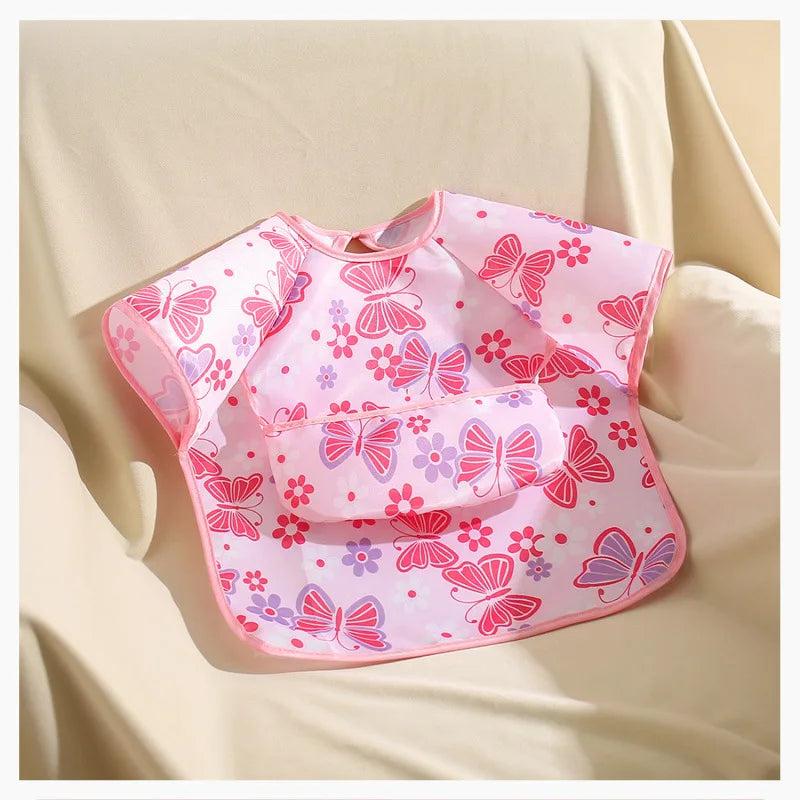 Short Sleeve Waterproof Baby Bibs Apron For Baby Kids Soft Feeding Bib Summer Baby Stuff Feeding Girls Boys Bibs Burp Cloths New