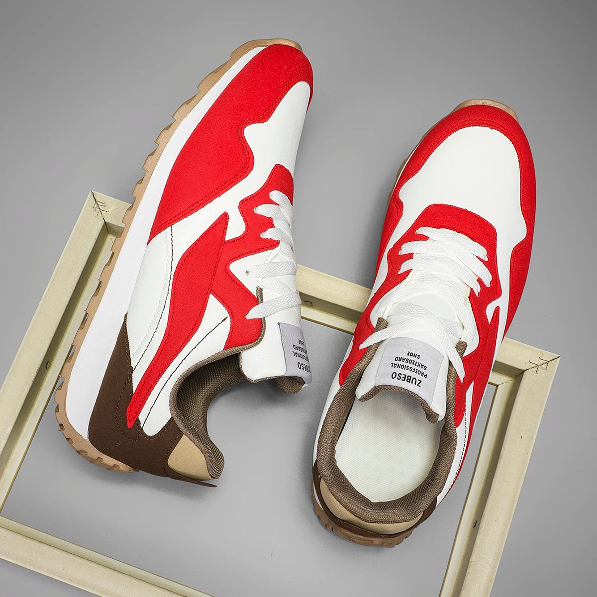 Men's Vulcanized Shoes Spring Autumn Comfortable Non Slip White Casual Sneakers Men Outdoor Retro Lace Up Platform Walking Shoes