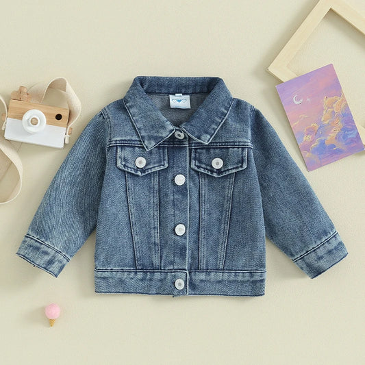 0-18M Newborn Baby Girl Denim Jackets Long Sleeve Back Letter Embroidery Jean Coats Infant Outerwear Spring Fall Clothes