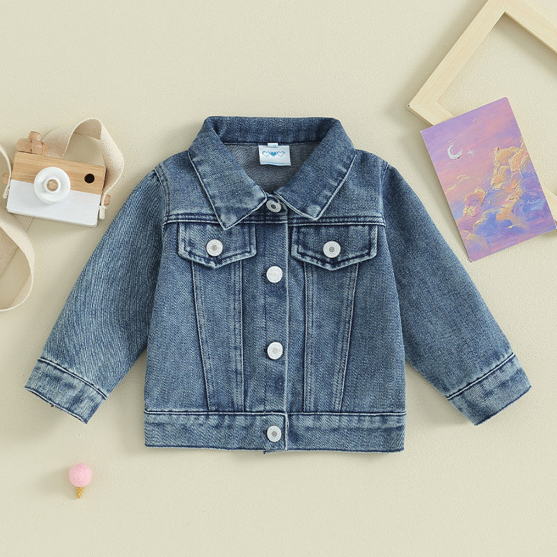 0-18M Newborn Baby Girl Denim Jackets Long Sleeve Back Letter Embroidery Jean Coats Infant Outerwear Spring Fall Clothes