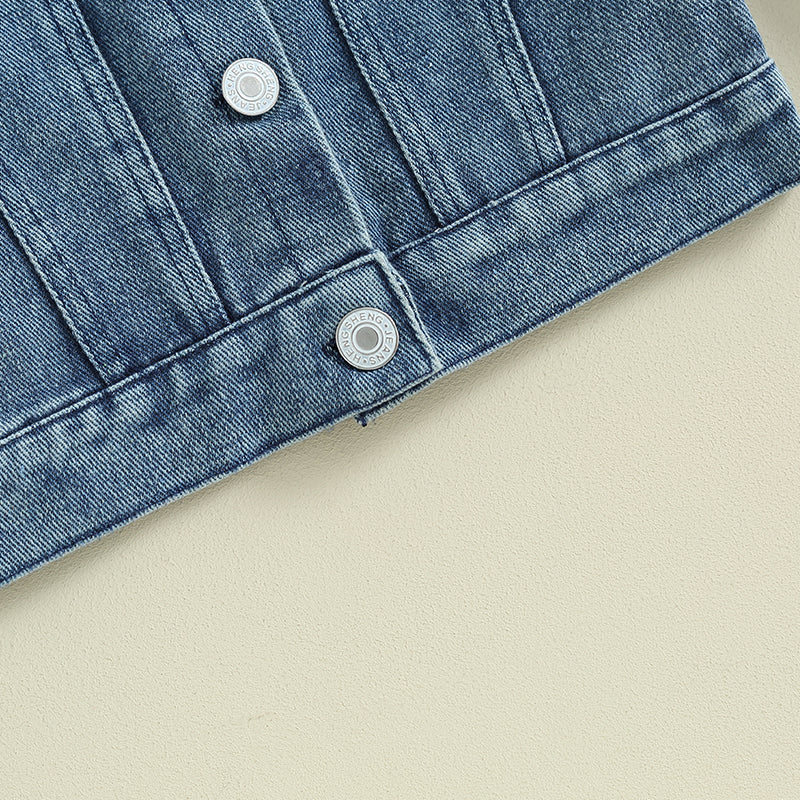 0-18M Newborn Baby Girl Denim Jackets Long Sleeve Back Letter Embroidery Jean Coats Infant Outerwear Spring Fall Clothes