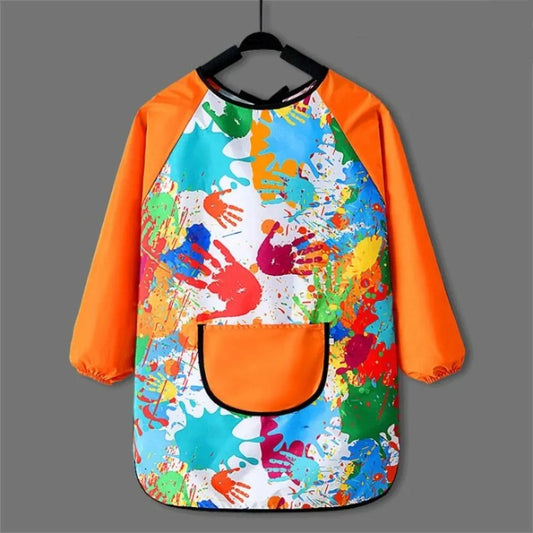 Children's Painting Waterproof Long Sleeved Cover Kindergarten Art Painting Reverse Dressing Baby Eating Bib Kids Apron