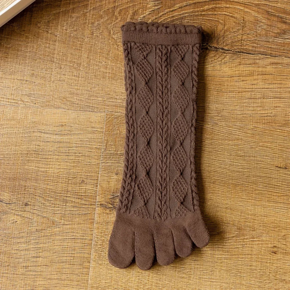 3 Pairs Summer Mesh Toe Socks Women Embroidered Floral Five Finger Socks High Quality Cotton Athletic Socks