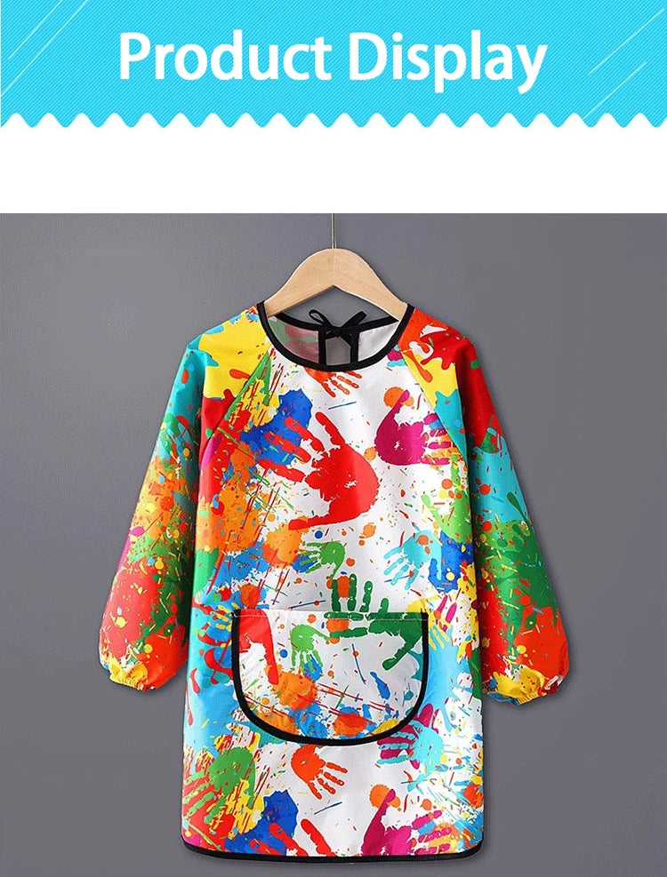 Paint Apron for Children Art Apron - Waterproof Long Sleeved Cover Children's Apron, Childrens Drawing Kindergarten WQ005