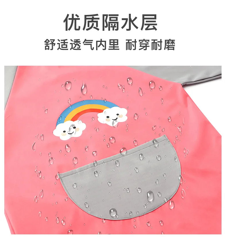 Cute Cartoon Infant Eating Bib Burp Cloths Painting Drawing Apron Long Sleeved Waterproof Children's Overalls Raincoat Supplies