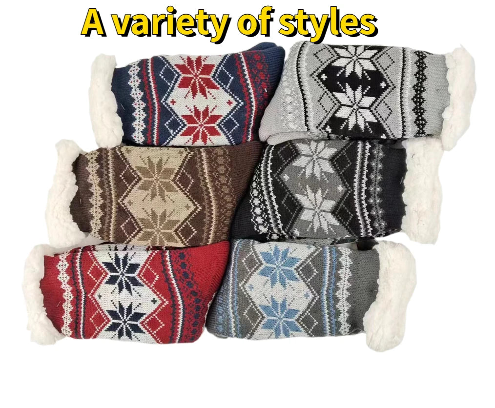 Mens Fluffy Sock Thermal Winter Warm Short Soft Non Slip Floor Fuzzy Fleece Plush Grip Sleeping Slipper Sock Male Christmas Gift