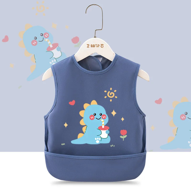 Summer New Baby Apron Cute Cartoon Print Boy Girl Sleeveless Bibs Feeding Burp Cloths Waterproof Kids Saliva Towel