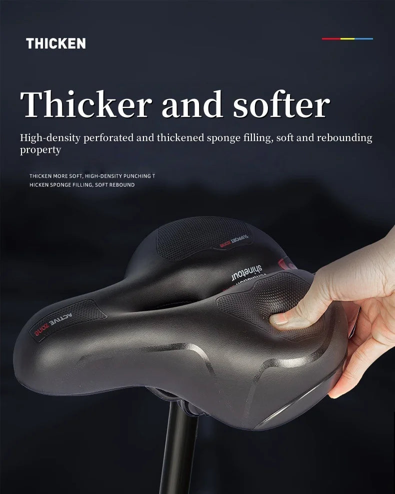Men's Comfortable Breathable Bicycle Saddle MTB Road Bike Crash Absorbing Wide Seat Cushion Light and Comfortable Safety